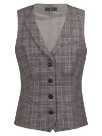 Serviceweste Damen Glencheck Braun-Schwarz mit Reverskragen und 4-Knopfleiste